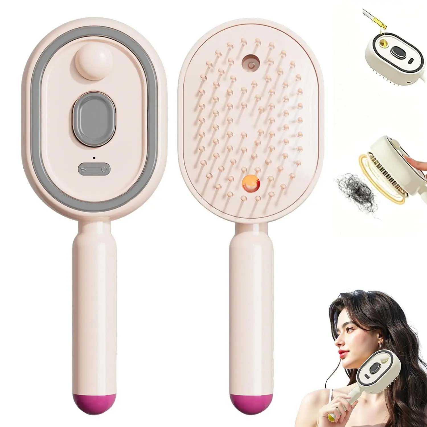 Electric Spray Hair Brush  2026 New 3-In-1 Electric Spray Air Cushion Massage Comb,Rechargeable Steam Brush for Hair with Red Light Scalp Care, Anti-Static
