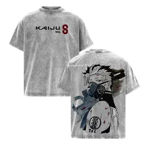 Gen Narumi x Kaiju No. 8 Graphic T-Shirt, Double-Sided Vintage Washed Oversized Tee, Heavyweight Cotton Streetwear, Unisex Anime Manga Shirt for Kaiju Fans