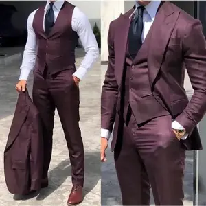 Men's Three-Piece Suit Business Gentleman Slim Fit Suit Conference Host Elegant Suit Formal Wear Menswear Workwear Plain Wetsuit(Sheets)