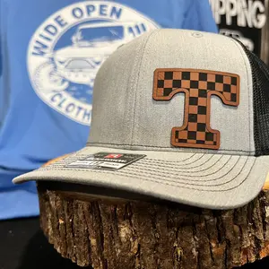 Tennessee checkered T leather latch Richardson 112 SnapBack
