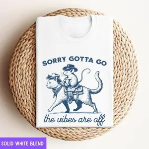 Sorry Gotta Go The Vibes Are Off Shirt, Funny Cowboy Cat t-shirt, Funny Cowboy Mouse, Mental Health Shirt, Animal Lover Gift, Cat Lover tee