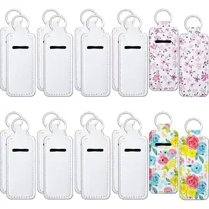 20 Pcs Sublimation Keychain Blanks Bulk Lipstick Holder Sublimation Lip Balm Gloss holder Neoprene Blanks Portable Protective Cases for Women DIY Key Ring Travel Supplies