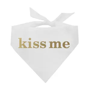 Kiss Me (Gold) New Years Eve Triangle Dog Bandana