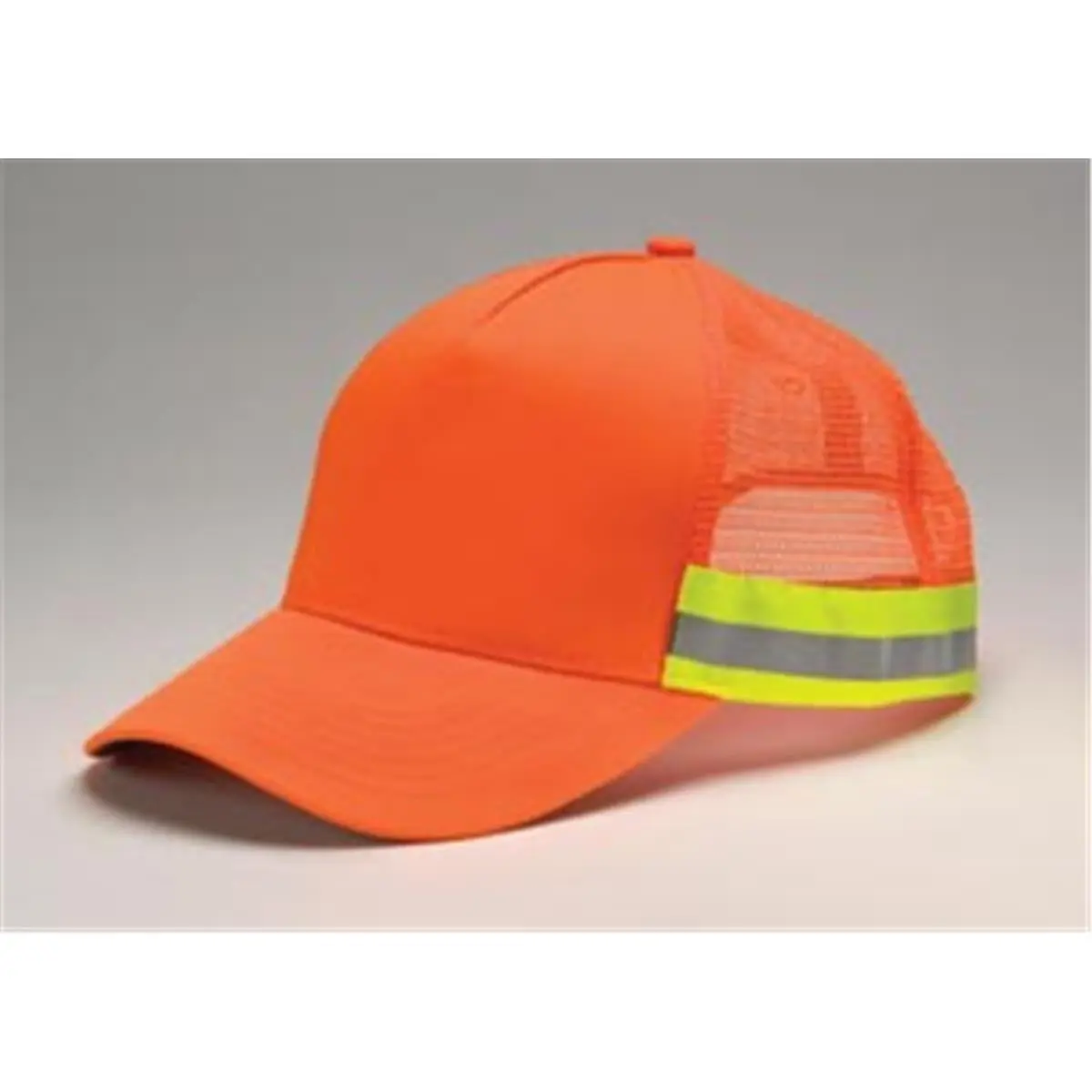 Adams Headwear TR102 Mid-Profile 5-Panel Trucker Reflective Hat - 100% Polyester, Orange, High Visibility Contrast Color Taping, Low Glare, Matching Color Mesh Side & Back Panels, One Size Fits All, Five-Panel