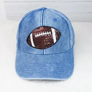 Mini Football Sequin Chenille Patch