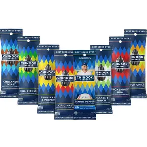 CHINOOK Sampler Pack Sunflower Seeds 8-pack (1.5oz bags) – Keto Snacks, Gluten-Free, Non-GMO, Low Sodium, High Protein, Great Snack