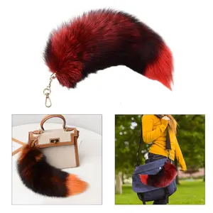 Foxes Furs Tail Tassels Keyring Pendant Keychain Bag Decorations for Women Girls
