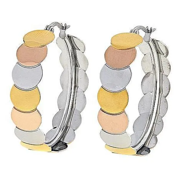 Stately Steel Tricolor Circle Hoop Earrings