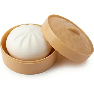 Household daily necessities Dumpling Squishy, Dumpling Stress Balls Fidget Toys Adults, Squeeze Dough Ball Stress Relief Hand Toys, with Food Steamer Stretchy, for Classroom Prizes, Easter Basket Stuffers