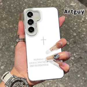 Phone Case Compatible with Samsung Galaxy S23 Ultra S24 Plus S25 S22+ Cross Scripture Pattern Shockproof Silicone PC Back Protective Smartphone Cover Cellphone Protective