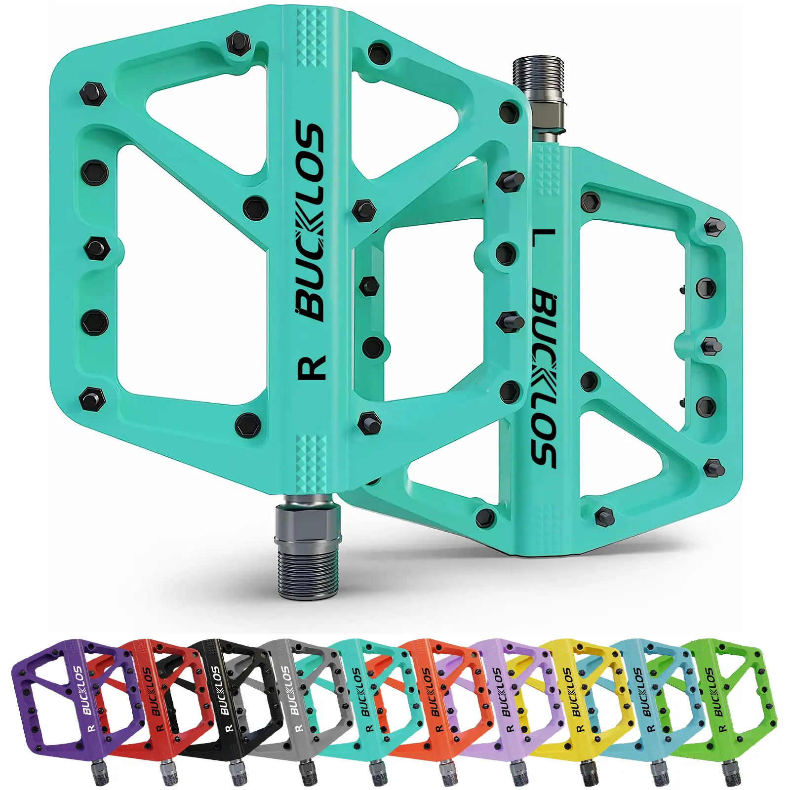 BUCKLOS Ultra-Wide Flat Bike Pedals - High Grip Nylon Non-Slip Pedals for MTB, Gravel & E-Bikes, 9/16" Heavy Duty Safety Pedals #tiktokshopspringglowup part outdoorfun shopping bike accessories ebike pedal