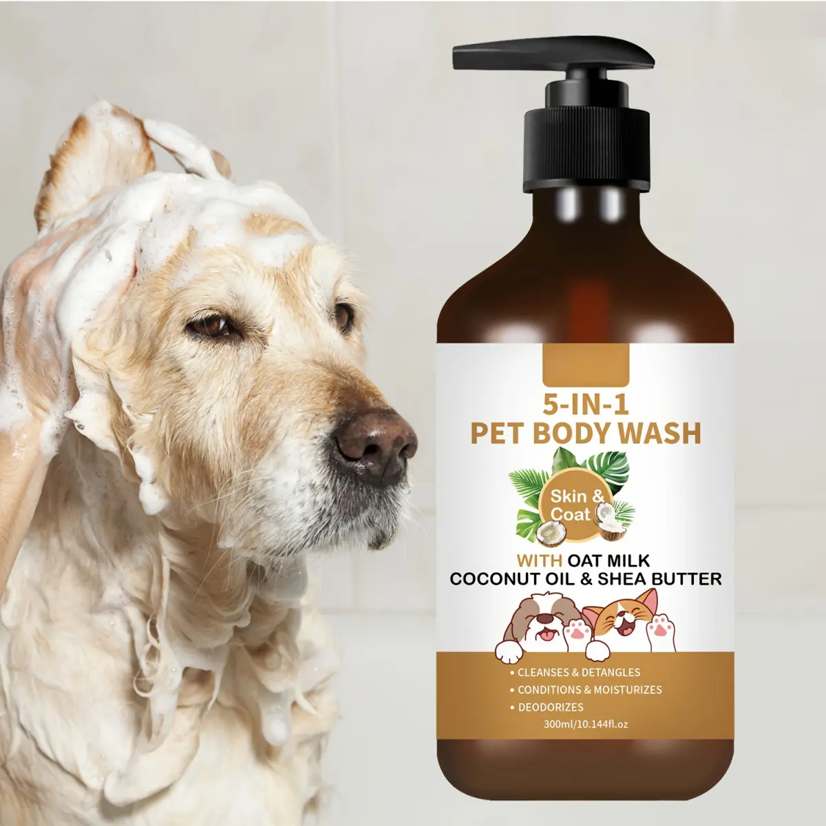 Dog Detangler Spray Leave-in Conditioner & 5-in-1 Dog Shampoo - Pet Shampoo &Conditioner for Dogs,Top Performance Soothing SudsShampoo