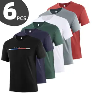 6-Pack Mens Graphic T-Shirts Moisture Wicking Athletic Tees Soft Quick Dry Fabric for Training Running & Daily Office Wear Comfortable Muscle Fit Set