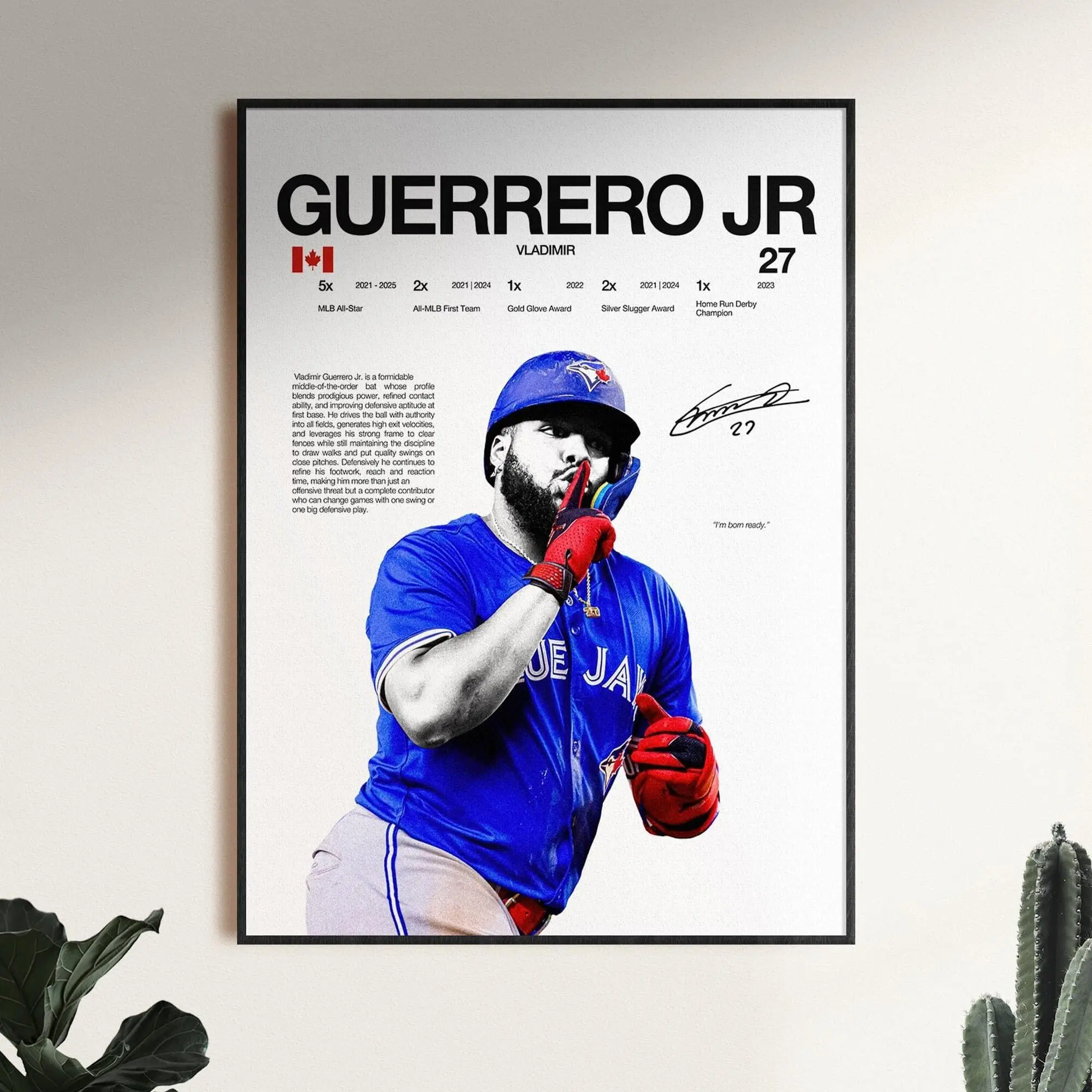 Vladimir Guerrero Jr Poster, MLB Wall Print, Toronto Wall Print, Baseball Digital Download, MLB Athlete Print, Baseball Room Gift
