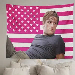 Peach Light Beige Actor Josh Hutcherson Tapestry Wall Hanging Flag Art Aesthetic Poster Dorm Room Bedroom Party Home Living Room Decor with Free Installation Kit Home Decor Gifts Outdoor Gatherings