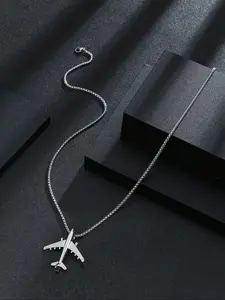 Stainless Steel Airplane Pendant Necklace, Non Tarnish Necklace, Fashionable Punk Style Jewelry, Unisex Streetwear Accessory, Perfect Gift Idea, Hypoallergenic Jewelry