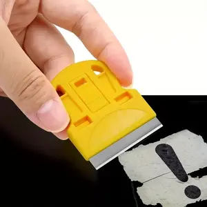 2 Mini Scraper Blades for Easy Removal of Glass Stickers & Old Car Window Film Adhesive, Durable Plastic Material for Peeling Labels & Debris, Sticker Remover