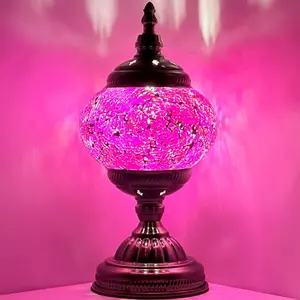 Amethyst Hues: Purple Desk Lamp with Mosaic Glass