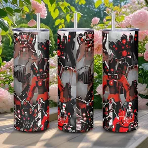 20oz Stainless Steel Tumbler, 1 Count Skibidi Toilet Pattern Insulated Water Bottle, Stainless Steel Thermos, Stainless Steel Flask, Drinking Cup for Home Office School, Boyfriend Gift, Drinkware, Summer Cool Bottle