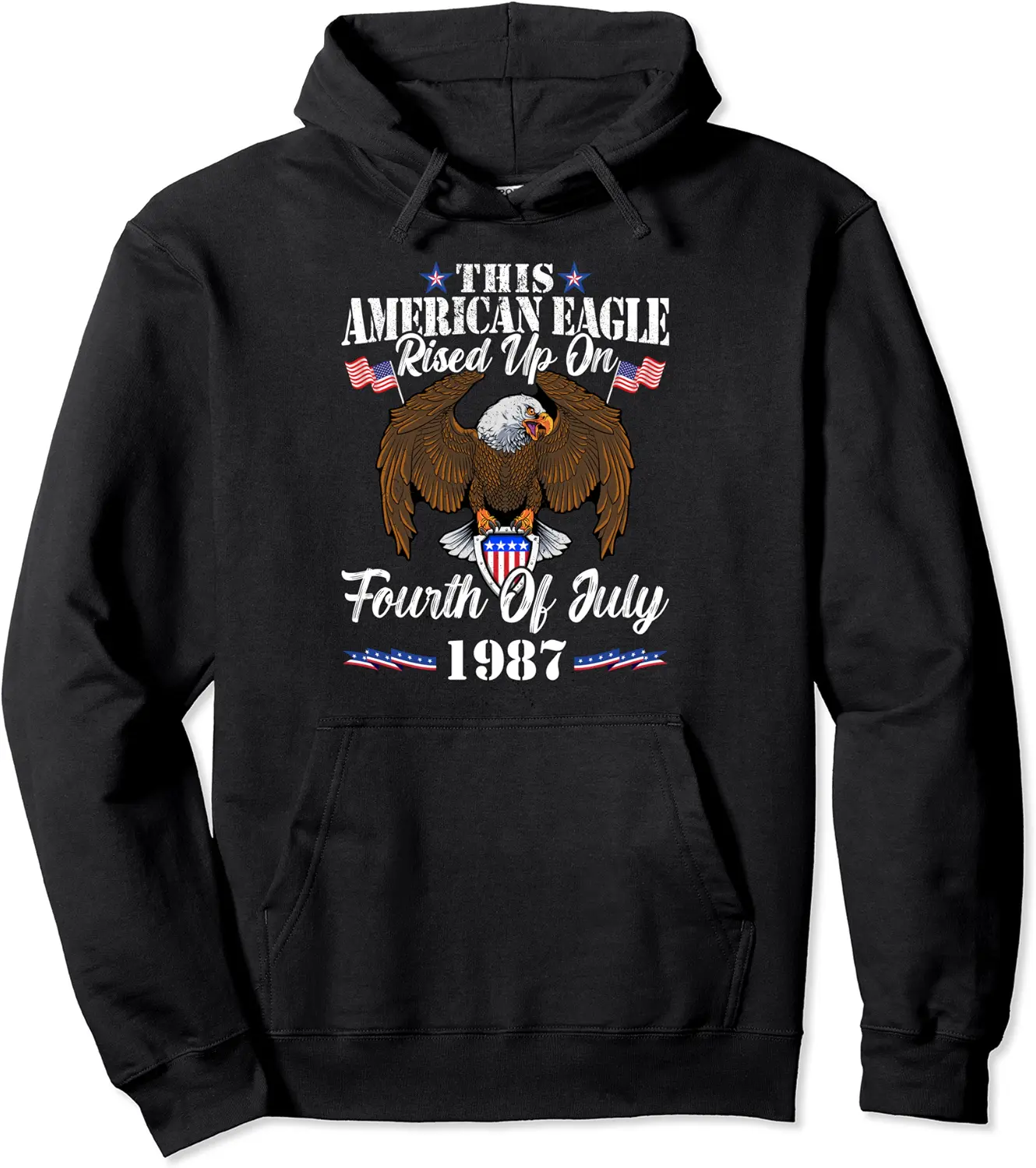 American Eagle USA Patriotic Born 4th July Birthday 1987 Pullover Hoodie - Latellestcha Shop 79B09RP1LQY7