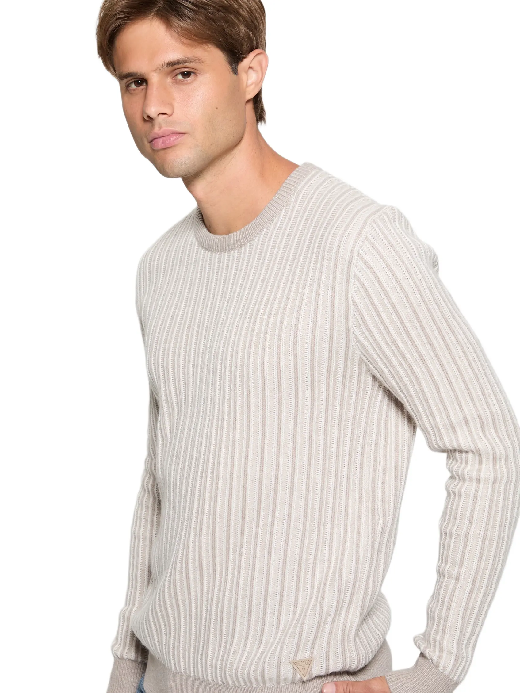 GUESS Male Emmanuel Ribbed Sweater
