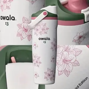 Owala FreeSip Sway 30oz Zalea Masters Theme Golf Water Bottle NEW 2-in-1 Sip or Chug Leak-Proof BPA-Free Elegant Floral Design for Gym Outdoor Activities