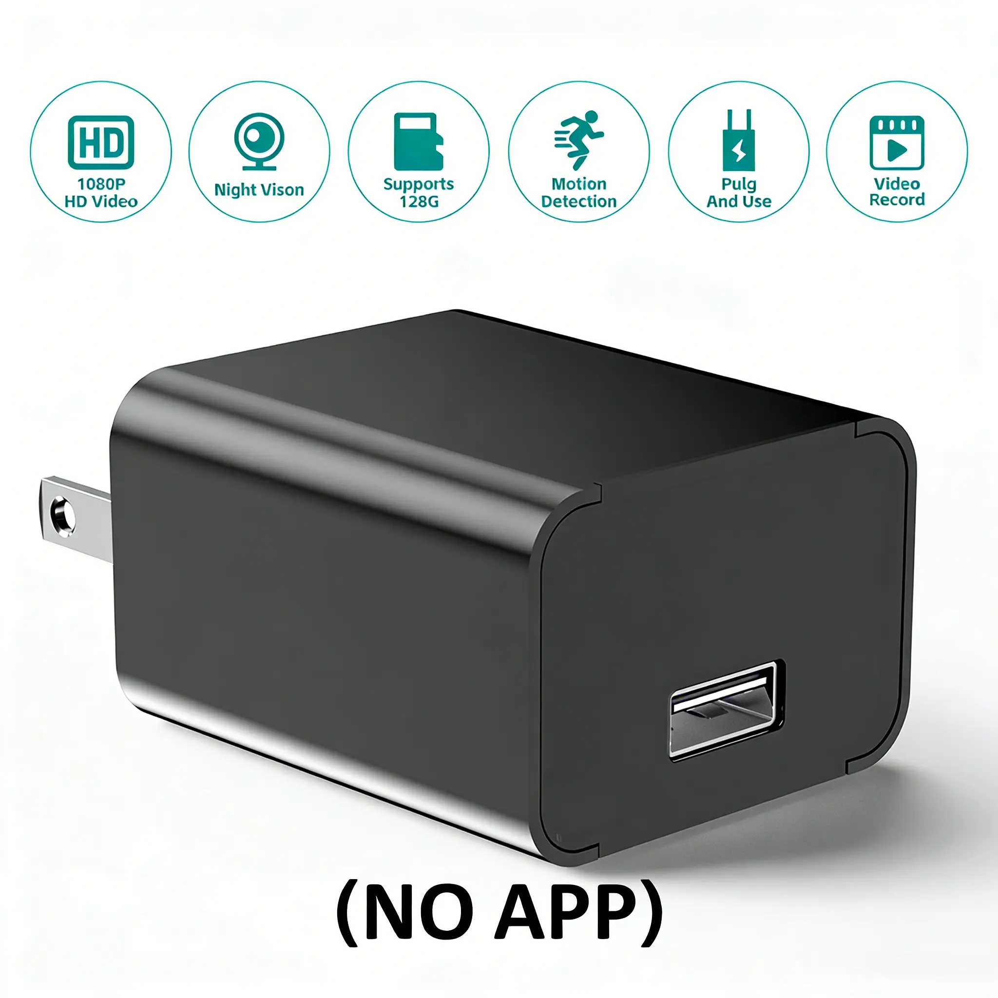 1080P Mini Camera charger for Pets 1080p Security Camera with 64G Card Night Vision and Motion Detection Plug Movie Monitor cameras for home（NO APP)）