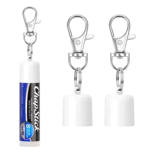 Chapstick Holder Keychain 2 Pcs - Lip Balm Holder Keychain for Chapstick Original 0.15Oz - Plastic Lip Balm Holder with Secure Metal Keyring for Cute Women Gifts/Backpack Accessories Rolitwils