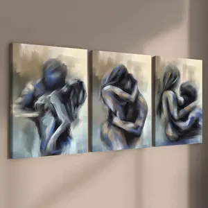 3-count wooden frame printed canvas, abstract human body art poster, Modern abstract design, romantic decoration, bedroom decoration, modern home decoration, living room and corridor wall decoration, high definition, waterproof, artistic