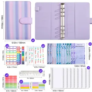 Fresh Macaron Color A6 Loose-Leaf Budget Book, Cash Budget Planner Notebook Money Saving Journal Notepad