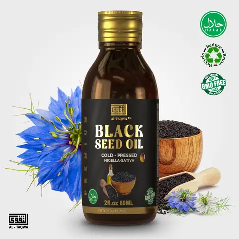 AL-TAQWA USDA-Certified Organic Cold-Pressed Nigella Sativa Black Seeds Oil Edible Dietary Supplement, All-Natural Formula, 36-month Shelf, Thymoquinone-Rich, Immune & Gut Health Aid, Skin Rejuvenation, Plant Extract Haircare, Nail Care (For 18+ Adults)