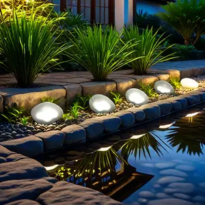 Solar Pebble Lights 2/4pcs Simulated Frosted Material IP45 Waterproof Cobblestone Shape Design for Outdoor Indoor Lawns Terraces Gardens Weddings Dinners Holiday Decorations