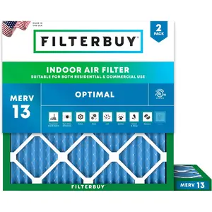 Filterbuy 22x22x1 Air Filter (2-Pack), Pleated MERV 13 Optimal Defense HVAC AC Furnace Air Filters (Actual Size: 21.50 x 21.50 x 0.75 Inches)
