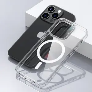 Strong Magnetic Magsafe Hybrid Hard Cover Case for IPhone 16 Pro Max 15 Plus 14 13 12 11 XS Max Clear Soft Shell Protection Protective
