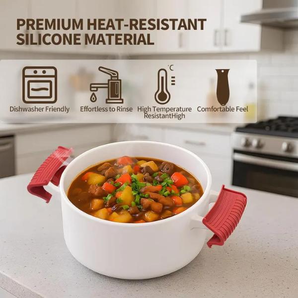 3Pcs Silicone Hot Handle Holder Set, Heat Resistant Pot Handle Sleeve & Assist Handle Holder, Anti-Slip Rubber Pot Ear Clip, Protective Oven Mitts for Cast Iron Skillets, Frying Pans, and Metal Griddles