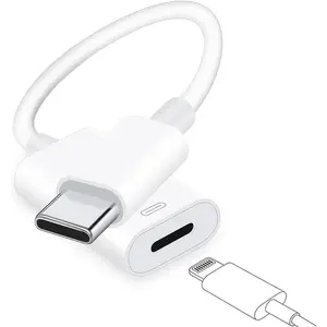 USB C to Lightning Headphone Audio Adapter for iPhone 17 16 15 Plus Pro Max with Charge Data,Type C Male to Female Lightning Earphone Converter Dongle for iPad Pro Air Mini MacBook