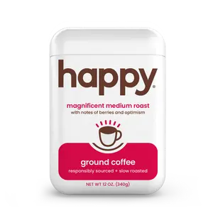 Happy magnificent medium roast ground coffee 12 oz - Responsibly sourced, Slow Roasted, with notes of berries and optimism