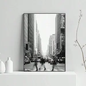 1pc New York City Skyline Prints Canvas Paintings Black And White NYC Wall Art Vintage Empire State Building Posters Ideal Gift For Office Bar Cart Living Room Home Decor Unframed Or Framed