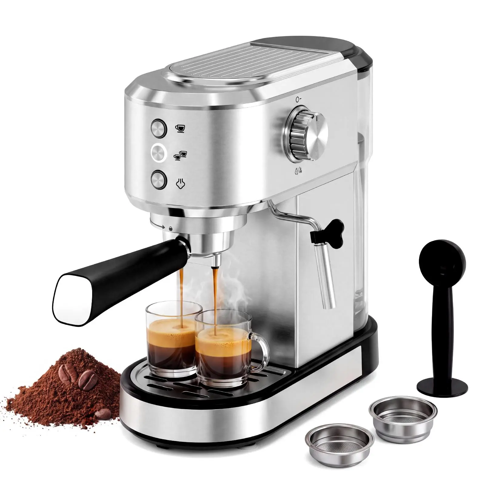 Bar Espresso Machine, Compact Espresso Coffee Machine, Steam Wand Stainless Steel, NTC Temperature Control, 34oz Removable Water Tank, Powerful Steam Wand Latte & Cappuccino Machine for Home
