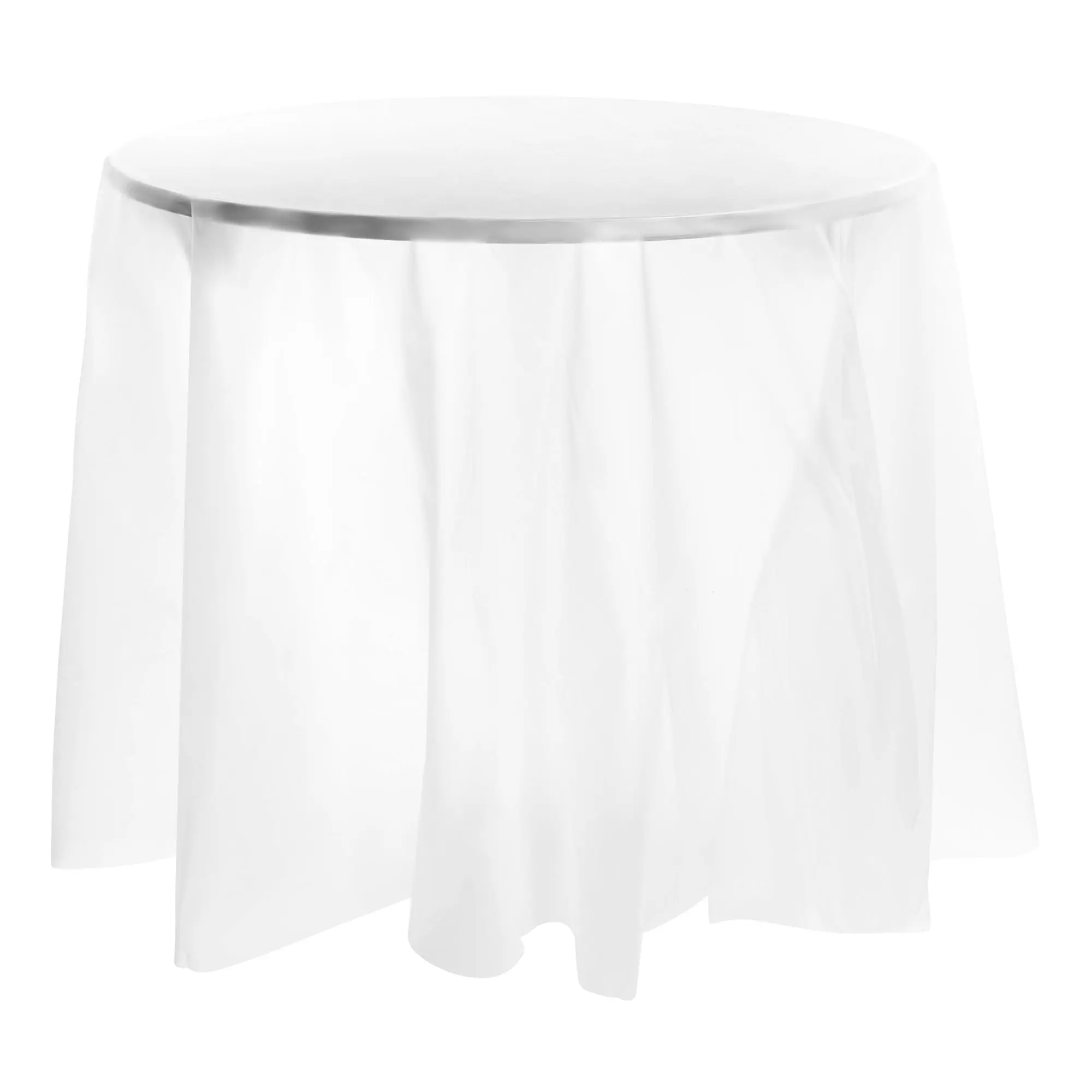 White Round Disposable Plastic Tablecloths (84")