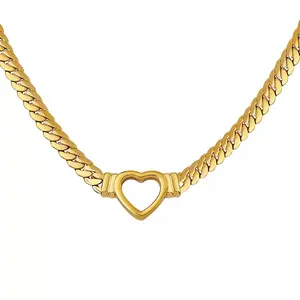 Women's Stainless Steel Cuban Chain Love Necklace Bracelet Hollow Minimalist Clavicle Chain Light Luxury Niche Ins-Style Jewelry for Valentine's Day Birthday Tanabata Gift