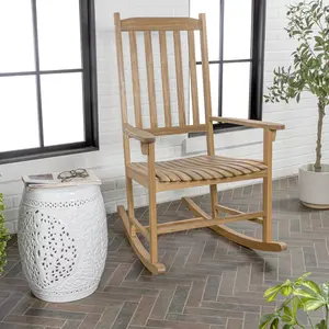 JONATHAN Y Seagrove Farmhouse Classic Slat-Back 350-LBS Support Acacia Wood Outdoor Rocking Chair