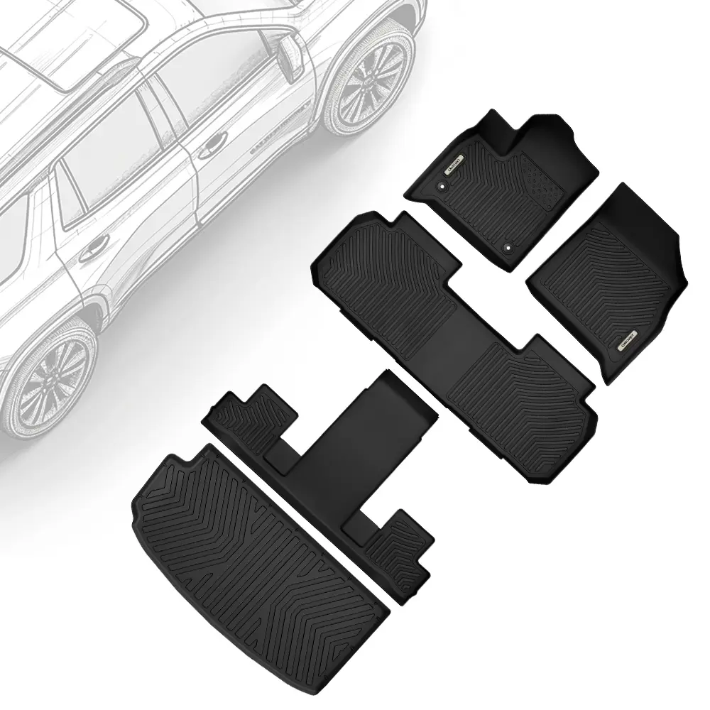 OEDRO TPE Floor Mats fits 2018-2023 Chevrolet Traverse with 2nd Row Bucket Seats, All Weather, Waterproof