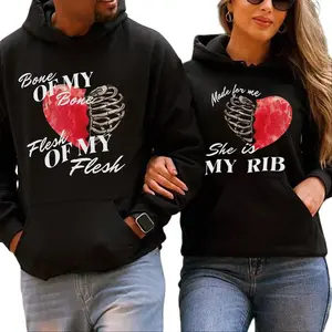 [Made in USA] Matching Couple Hoodies Bone Of My Bone Flesh Of My Flesh My Rib Genesin,Matching Outfits For Couples, Valentine's Day Gift Idea,  Casual Lover, Fleece Hoodie For Men For Women, Cozy Fall Winter Outfit