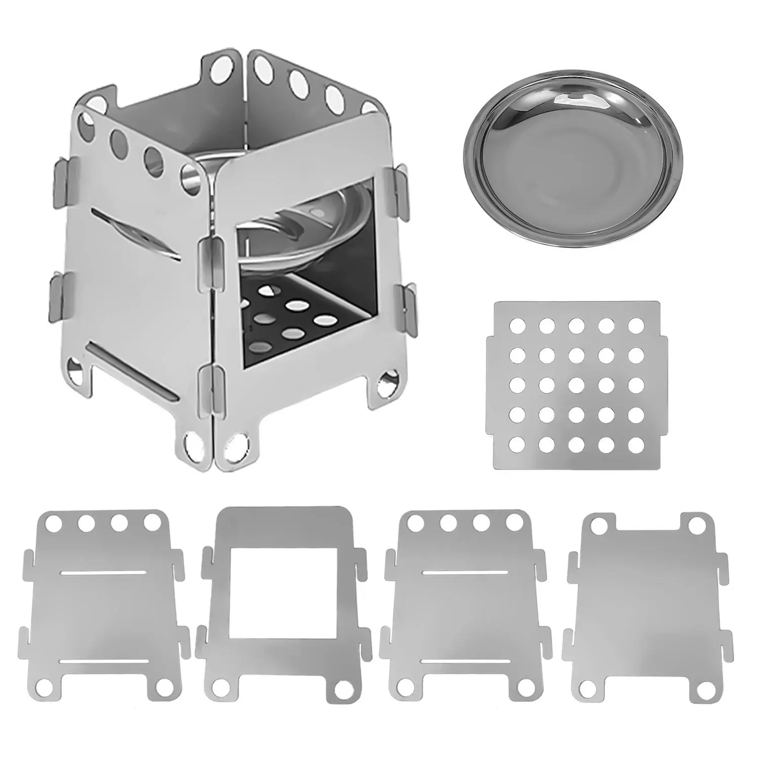 Portable Wood Burning Stove, Compact Foldable Design Stainless Steel Backpacking Stove, Lightweight Camp Stove, Camping Kitchenware for Outdoor Camping Hiking, Outdoor Cooking Supplies, Camping Equipment, Camping Gear