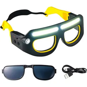2026 Rechargeable LED Headlight Glasses with Motion Sensor | Wave Activated, 5 Modes Hands-Free Light | Perfect for Car Repair, Workshop, Night Work, Fishing & Camping | Portable Outdoor Gear Gift Idea