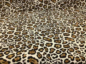 Double Brushed DTY Printed Spandex Stretch Apparel Fabric Leopard Brown L312