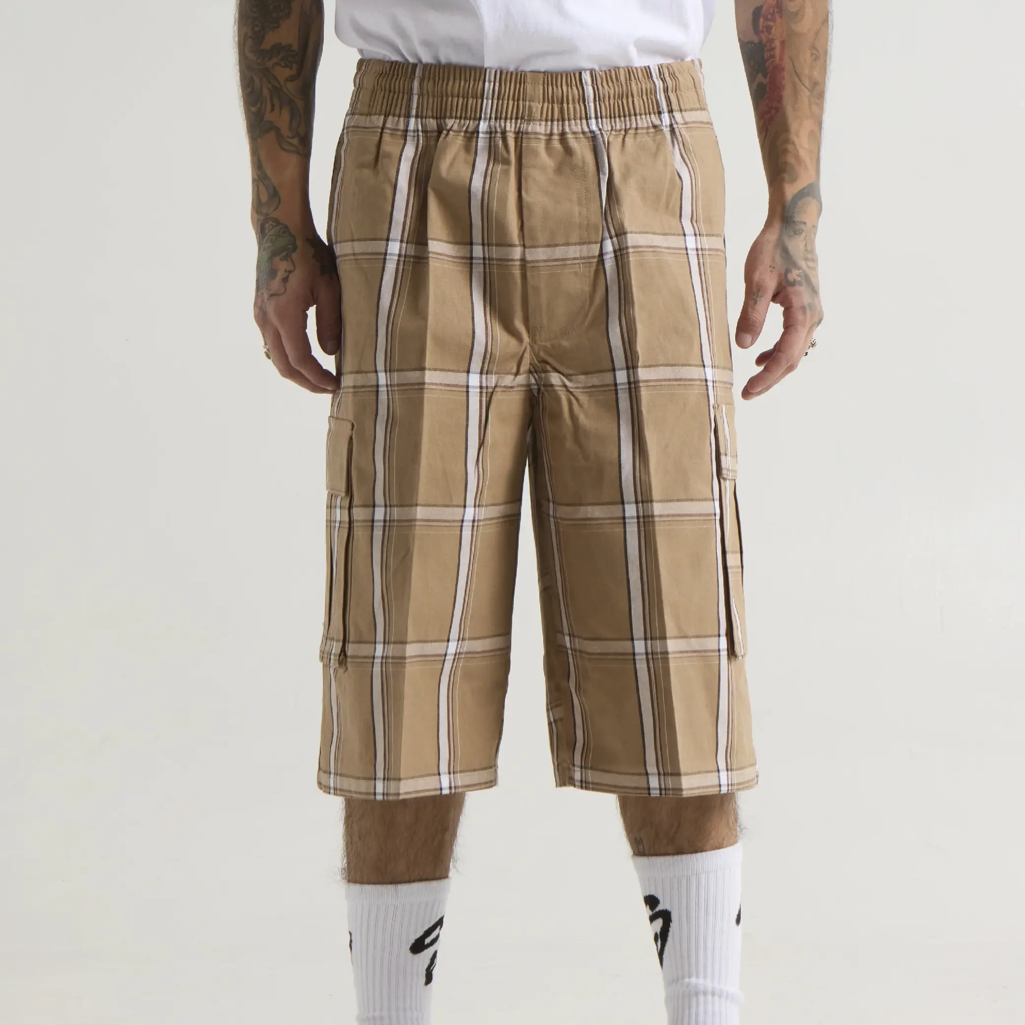 SHAKAWEAR Men's Plaid Checker Shorts SHAKA WEAR 6 Pockets