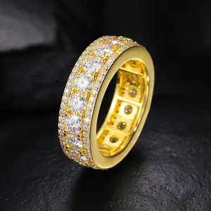 S925 VVS Synthetic Moissanite Hip HopStyle Unisex Circle Ring Gift For Men Women