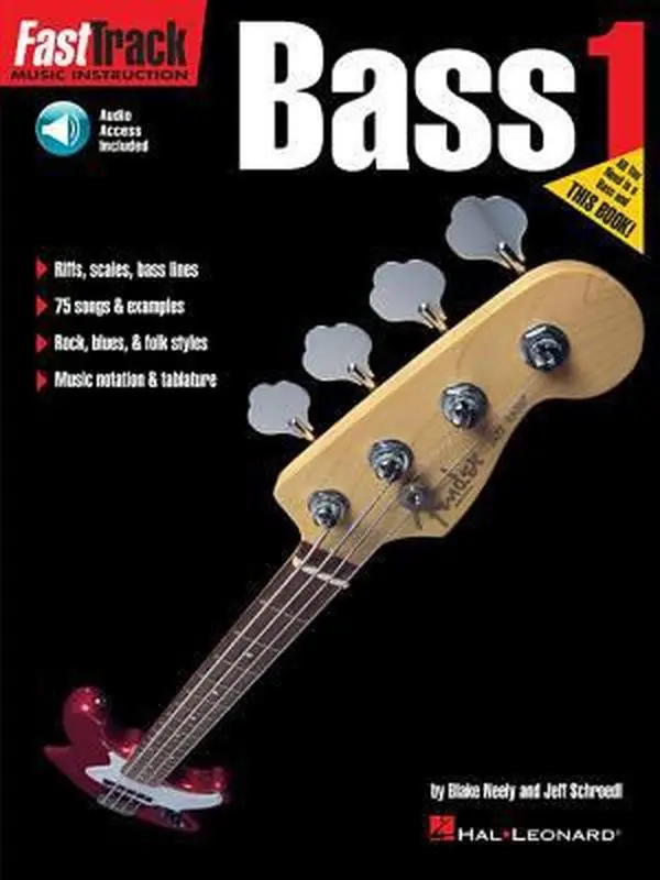 Used Fasttrack Bass Method Book 1 - Very Good Condition Paperback Tutorial, 48-Page Blues Bass Instruction, 75 Songs & Examples, 0.52 lbs, English, Book/Online Audio Access by Jeff Schroedl